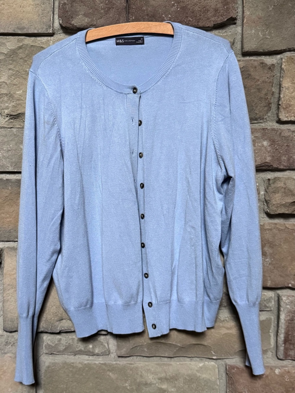 Marks & Spencer Pale Blue Button-Front Women's Cardigan -L